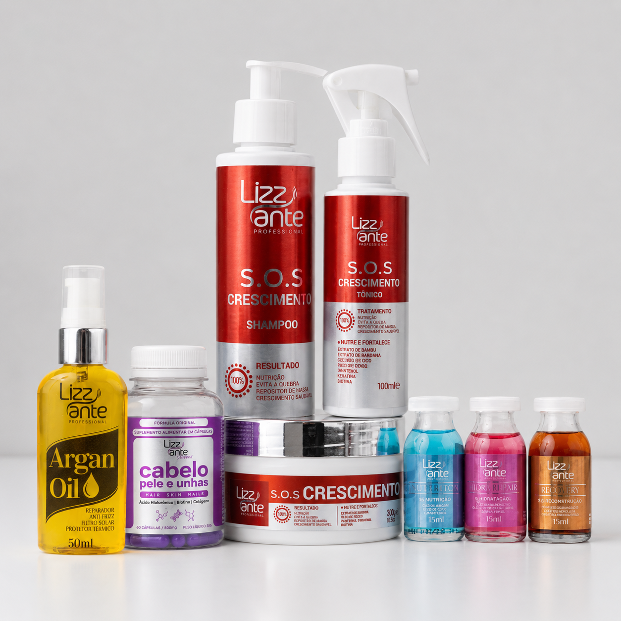 1 Kit SOS + 1 Pote de Vitamina + 1 Kit Ampolas + 1 Óleo